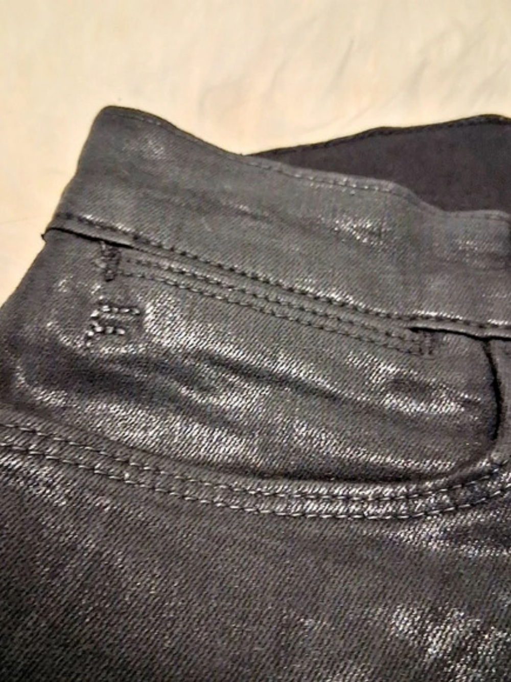 FRAME Le High Flare Coated Flare Jeans in Black Waist 29 - Picture 8 of 10